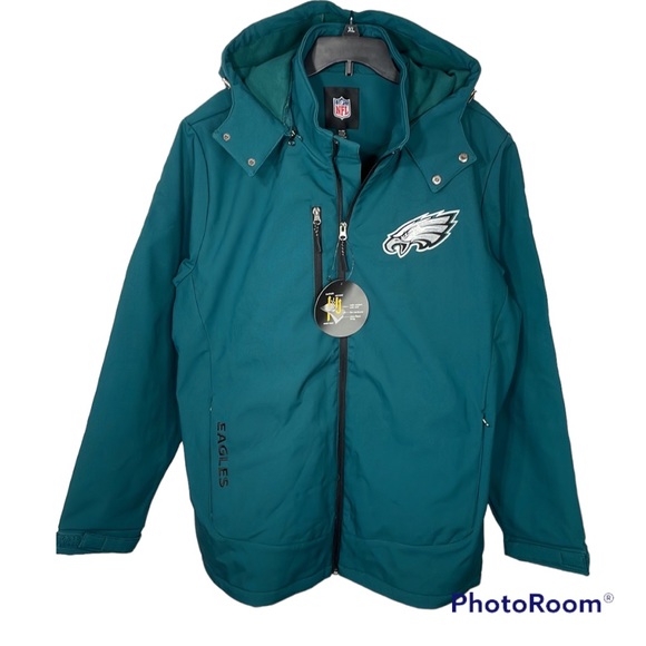 NWT XL NFL.com Philadelphia Eagles‎ Soft Shell Zipper Coat with Removable Hood - Picture 3 of 16